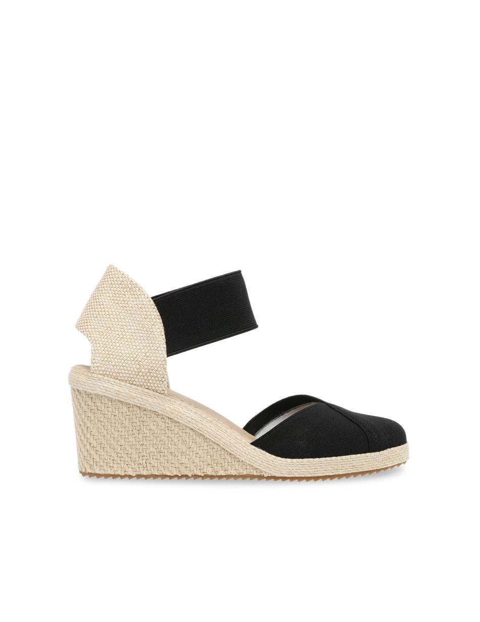 Anne Klein Zoey Round Toe Espadrille Wedges Sandals Black | LSGSX57744