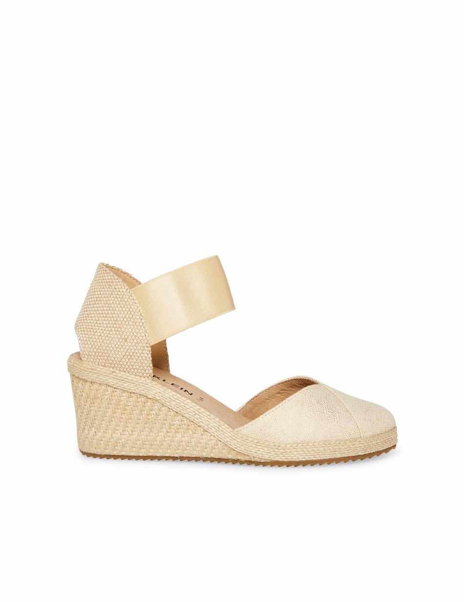 Anne Klein Zoey Round Toe Espadrilles Wedges Gold | DSGKV50403